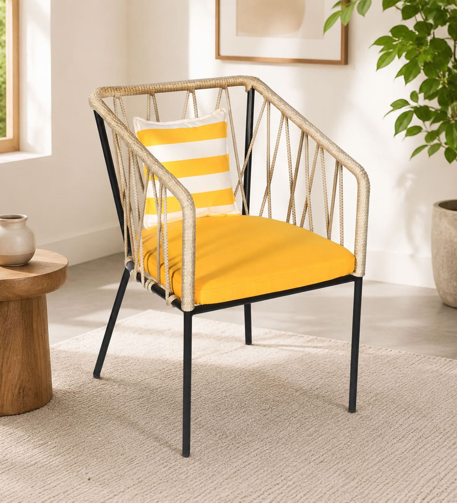 Jenko Metal Outdoor Bar Chair In Yelow Colour Jenko Metal Outdoor Bar Chair In Yelow Colour