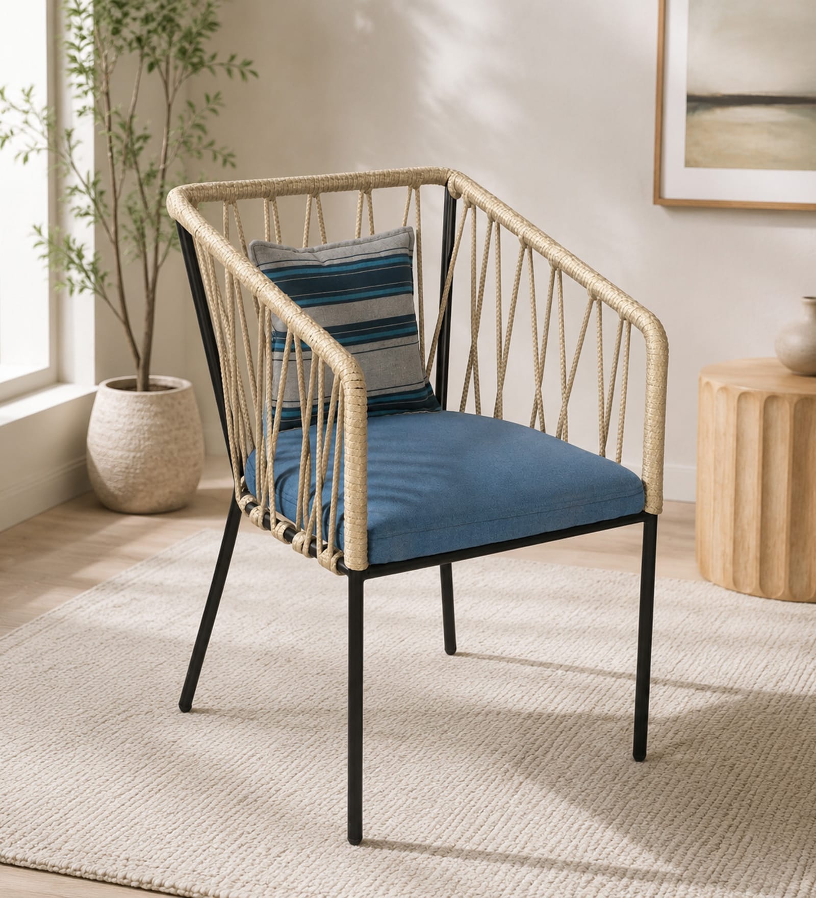 Jenko Metal Outdoor Bar Chair In Blue Colour Jenko Metal Outdoor Bar Chair In Blue Colour