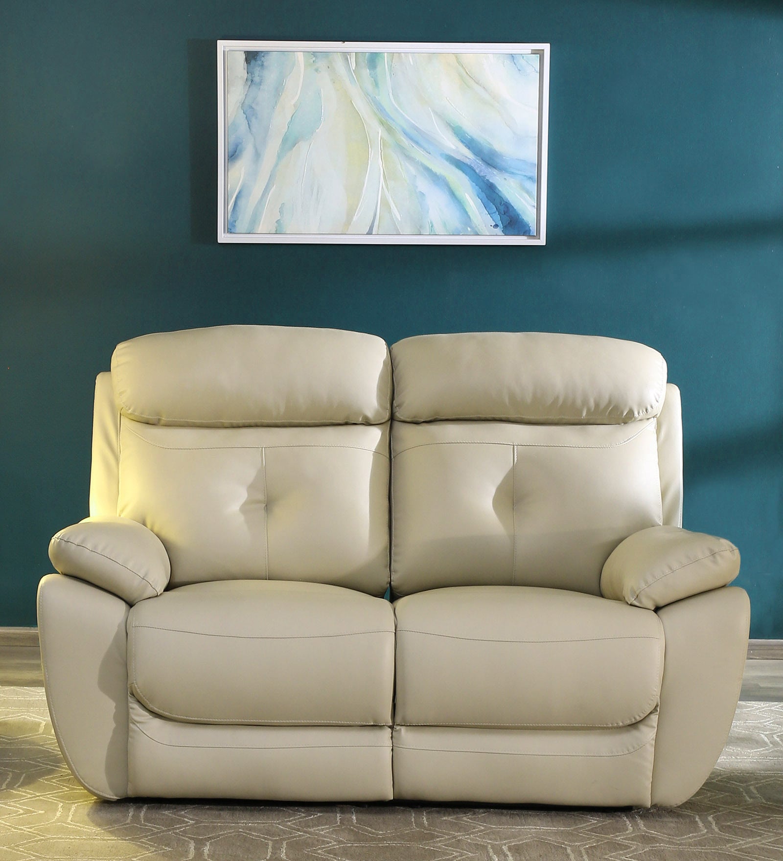 4 Square Leatherette Manual 2 Seater Recliner in Beige Colour 4 Square Leatherette Manual 2 Seater Recliner in Beige Colour