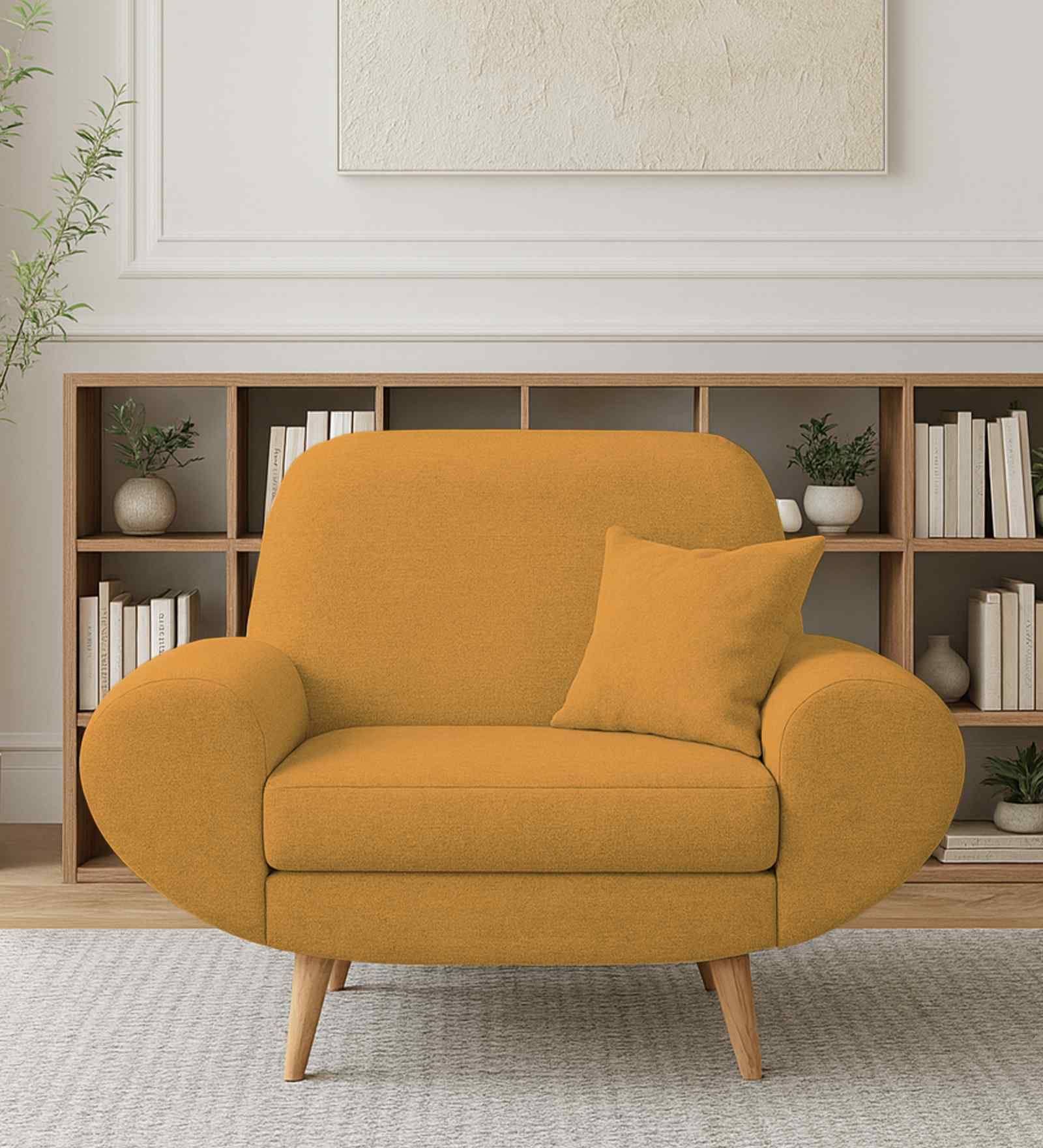 Jessy Fabric 1 Seater Sofa in Corn Yellow Colour