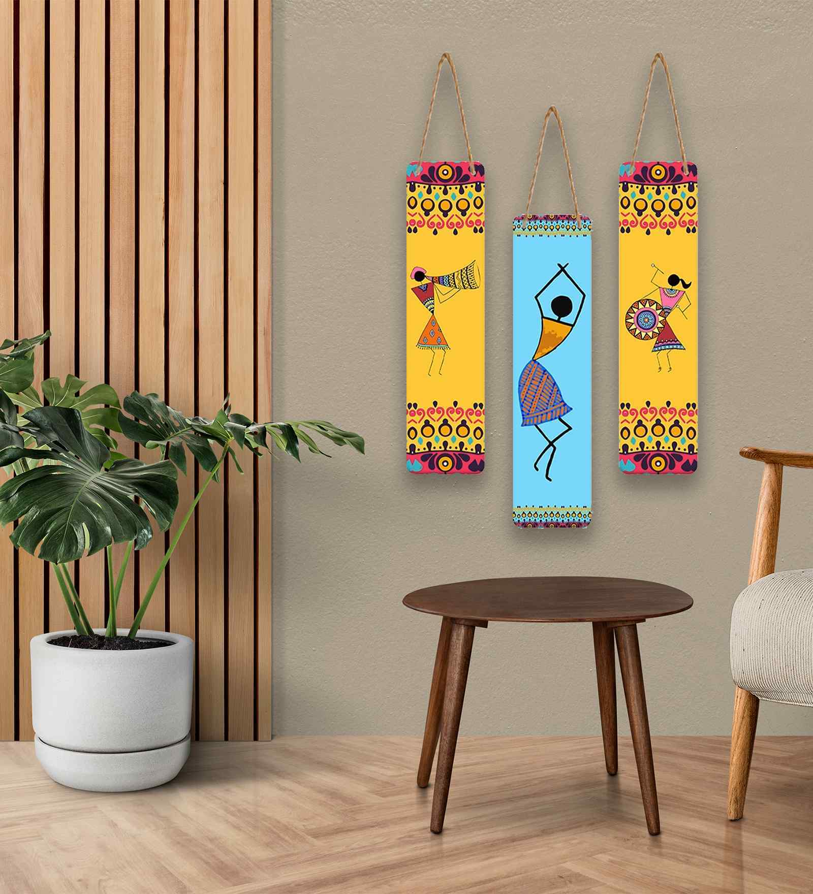 Set of 3  Tribal Decor Wooden Wall Hanging