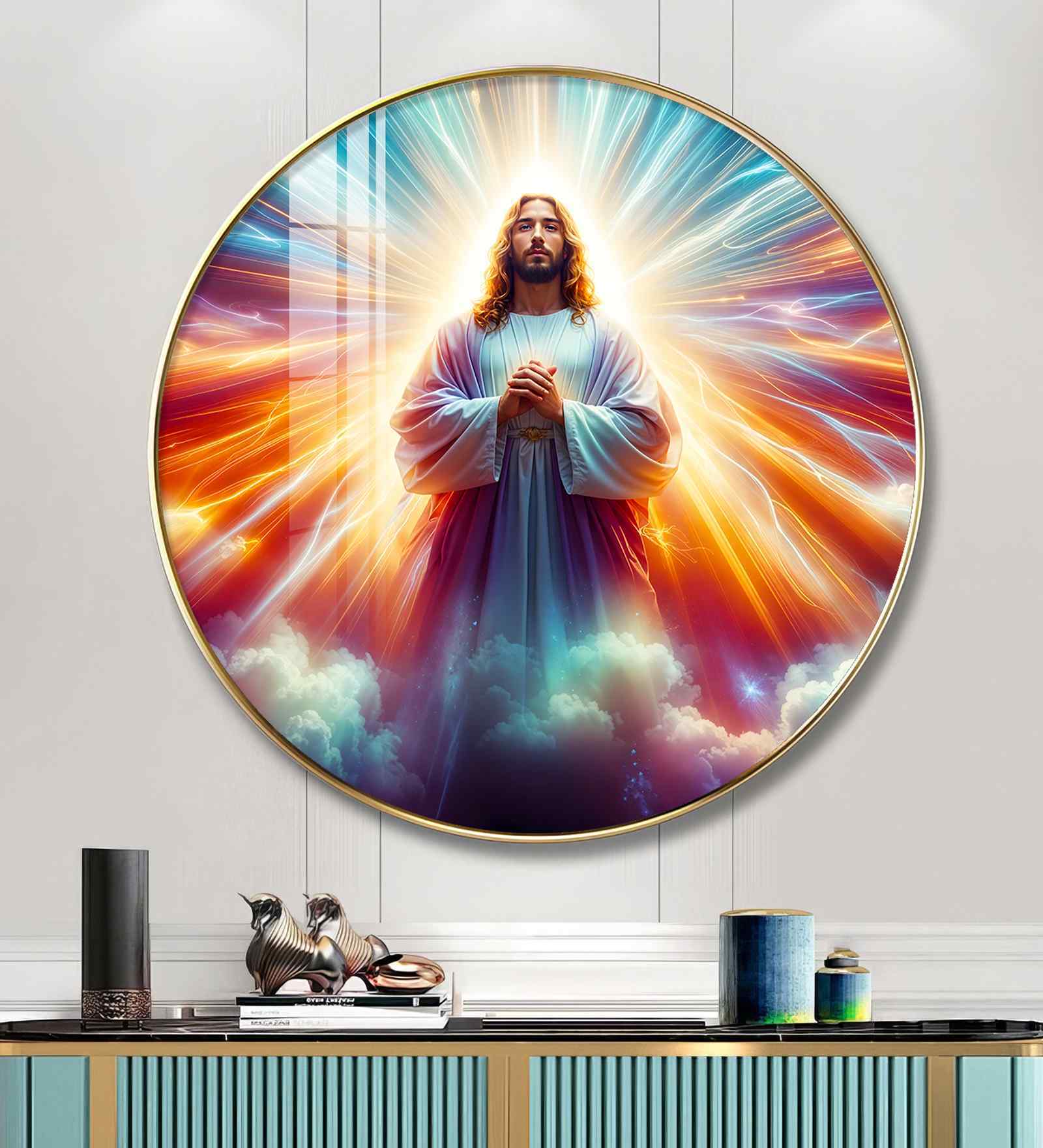 Jesus In Twilight Acrylic Round Wall Art