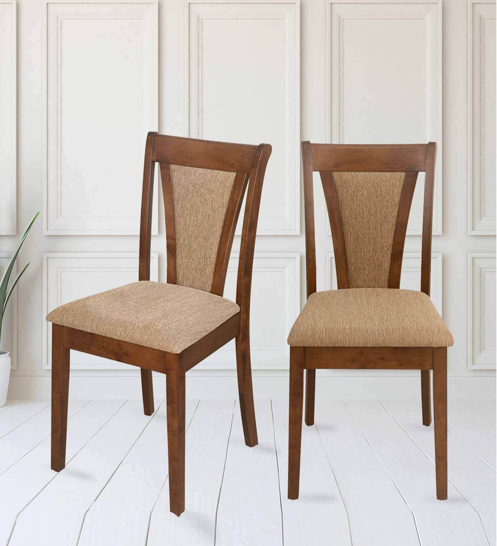 Jewel Solid Wood Dining Chair In Walnut Colour Set Of 2