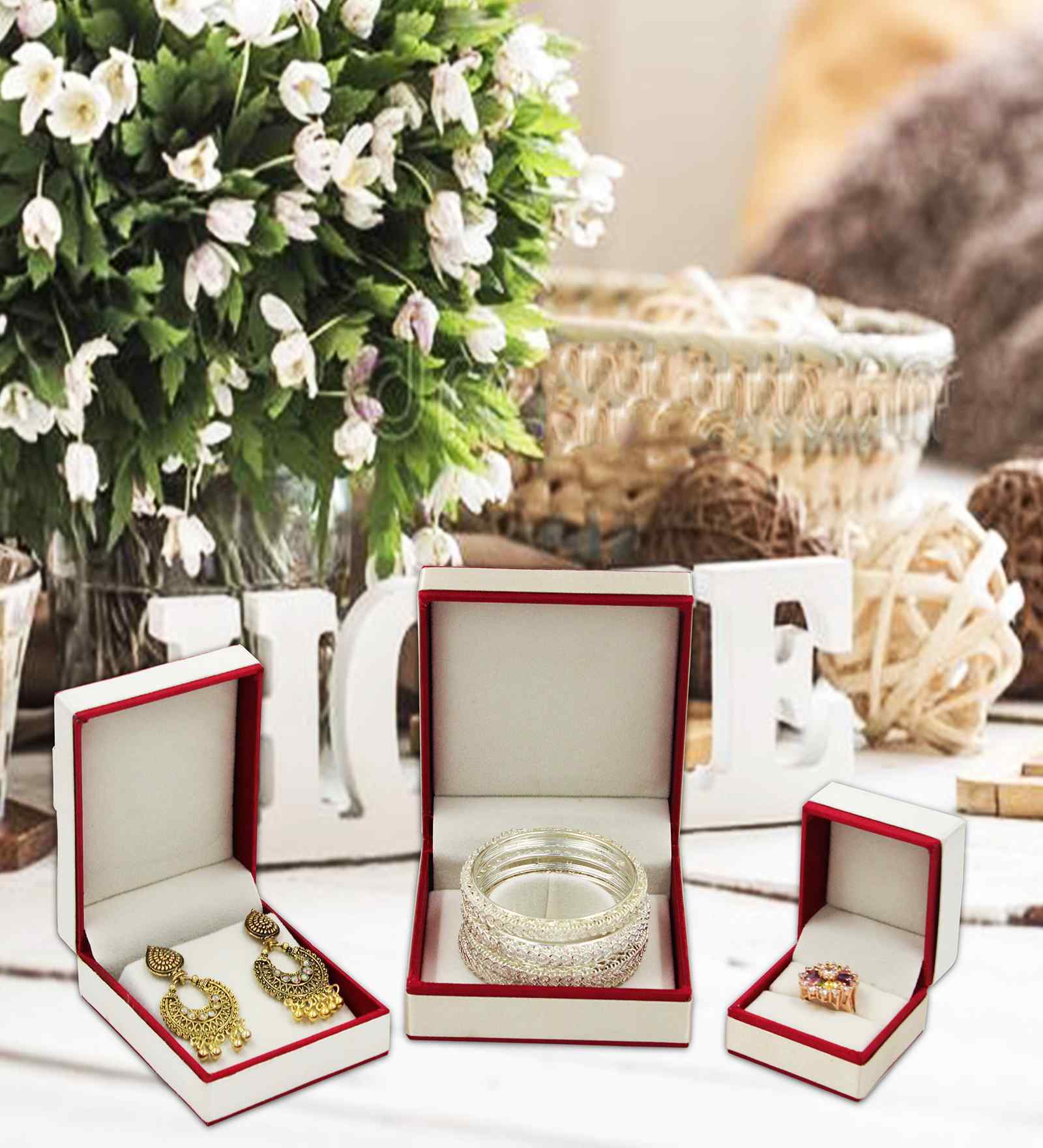 Maroon Jhumka Ring Earrings Display Jewellery Organiser Box