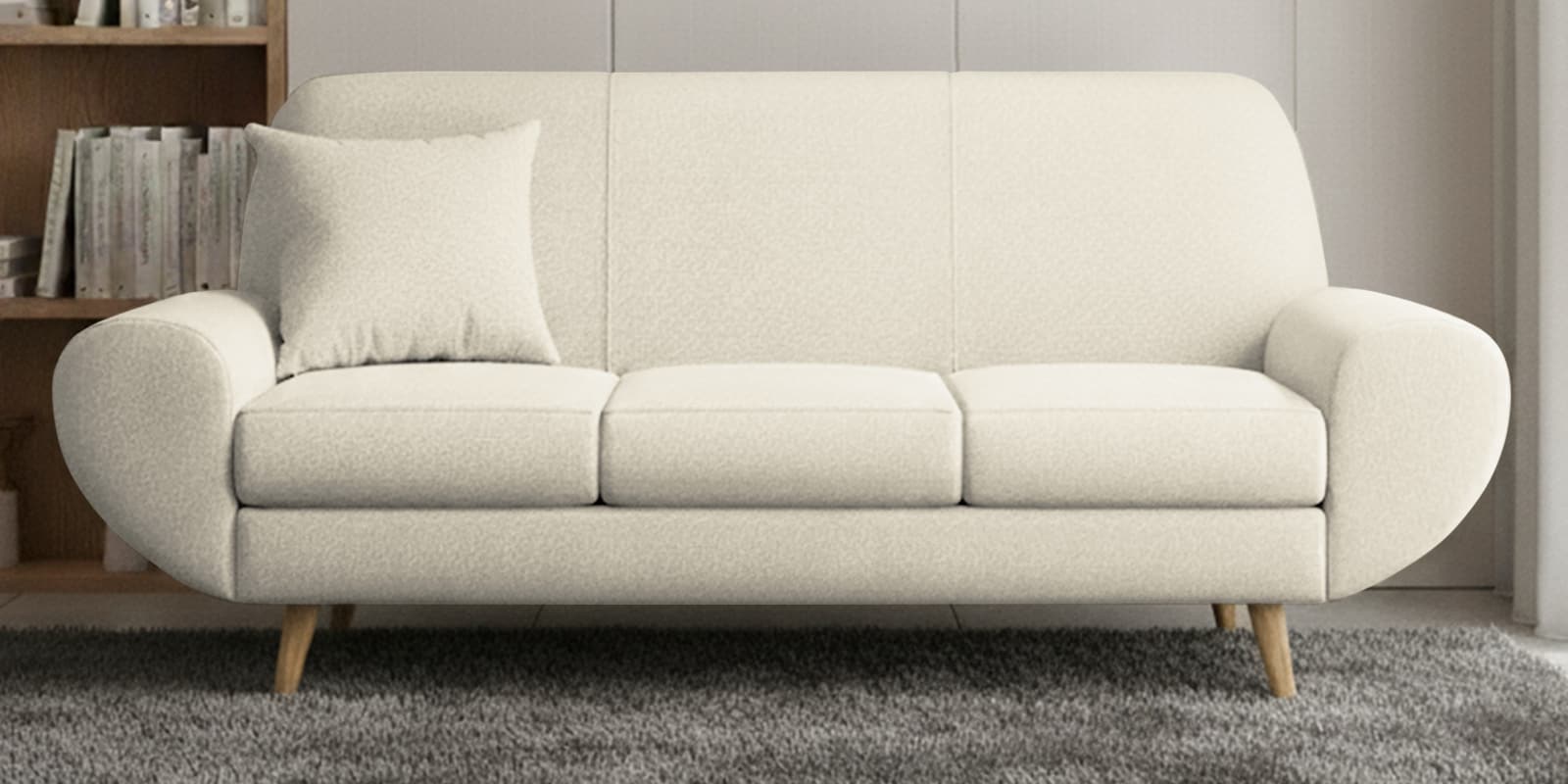 Jessy Fabric 3 Seater Sofa in Hazel Beige Colour