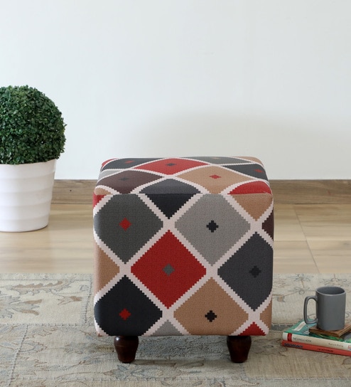 Jean Fabric Seating Stool In Chestnut Color