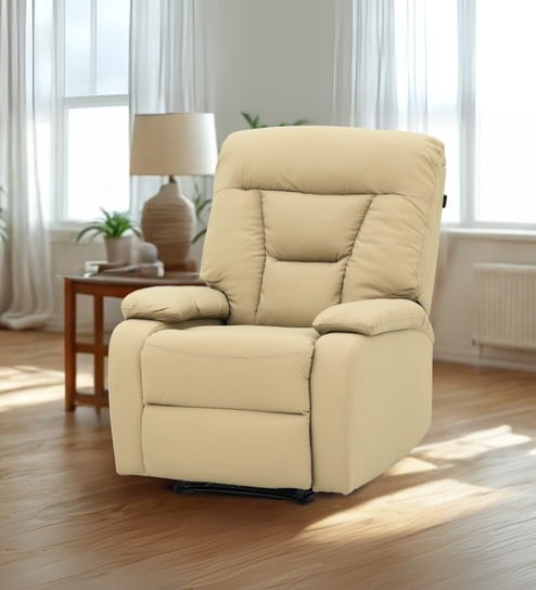 Jennifer Leatherette 1 Seater Manual Recliner In Cream Color