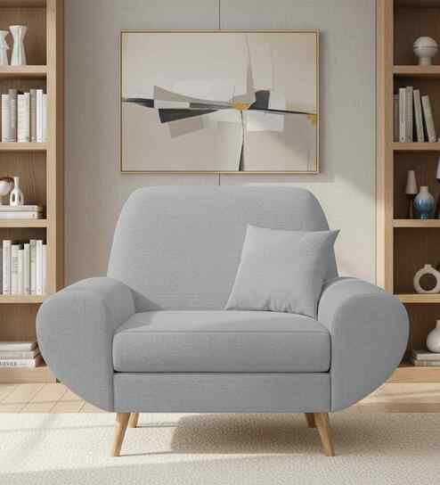 Jessy Fabric 1 Seater Sofa in Almond Beige Colour