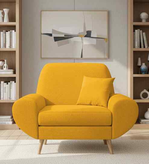 Jessy Fabric 1 Seater Sofa in Corn Yellow Colour