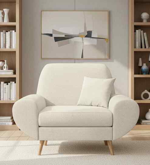 Jessy Fabric 1 Seater Sofa in Hazel Beige Colour