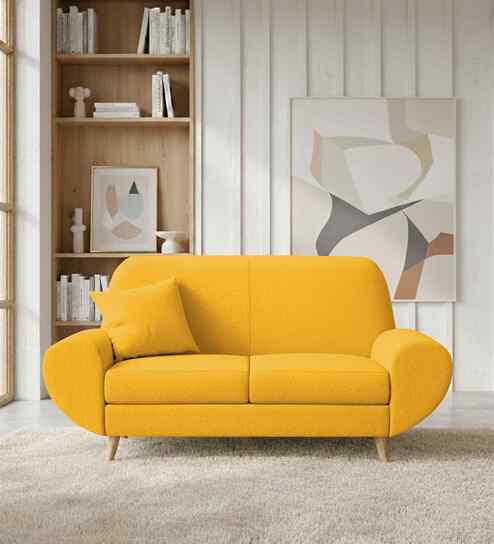 Jessy Fabric 2 Seater Sofa In Bold Yellow Color