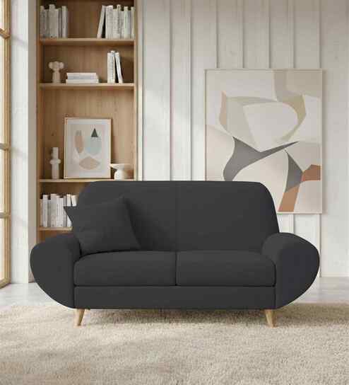 Jessy Fabric 2 Seater Sofa In Charcoal Grey Color