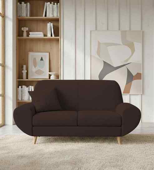 Jessy Fabric 2 Seater Sofa In Coffee Brown Color