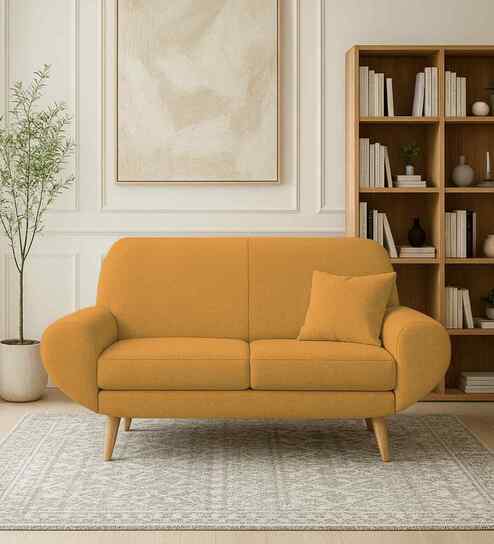 Jessy Fabric 2 Seater Sofa in Corn Yellow Colour