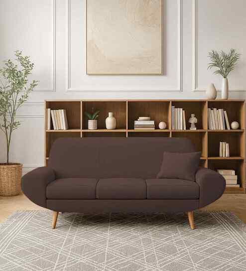 Jessy Fabric 3 Seater Sofa in Caramel Brown Colour