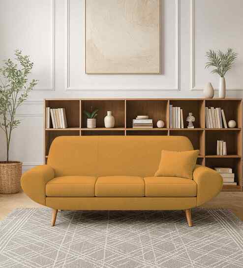 Jessy Fabric 3 Seater Sofa in Corn Yellow Colour