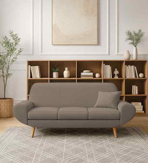 Jessy Fabric 3 Seater Sofa in Hazel Beige Colour