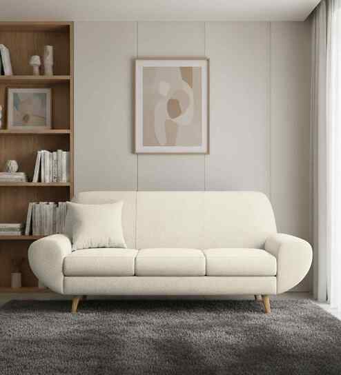 Jessy Fabric 3 Seater Sofa In Ivory Cream Color