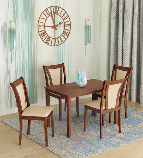 Jewel 4 Seater Dining Set in Walnut Finish