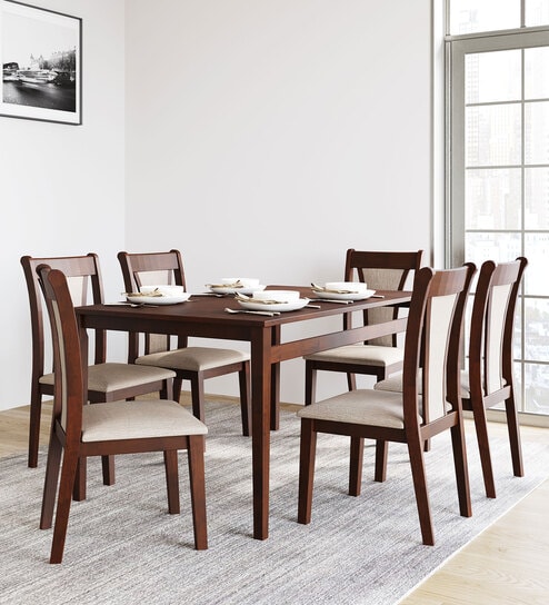 Jewel 6 Seater Dining Set in Walnut Finish
