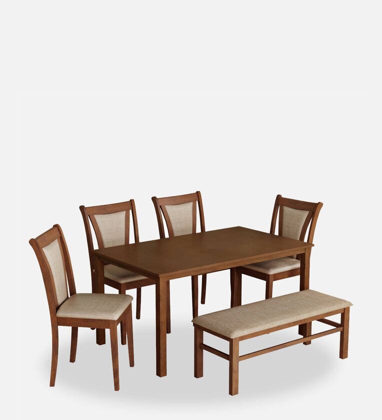 Buy Jewel 6 Seater Dining Set in Walnut Finish with Bench by home