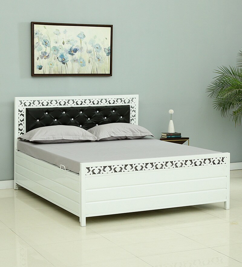 Buy Jefferson Metallic Queen Size Bed With Hydraulic Storage in Black