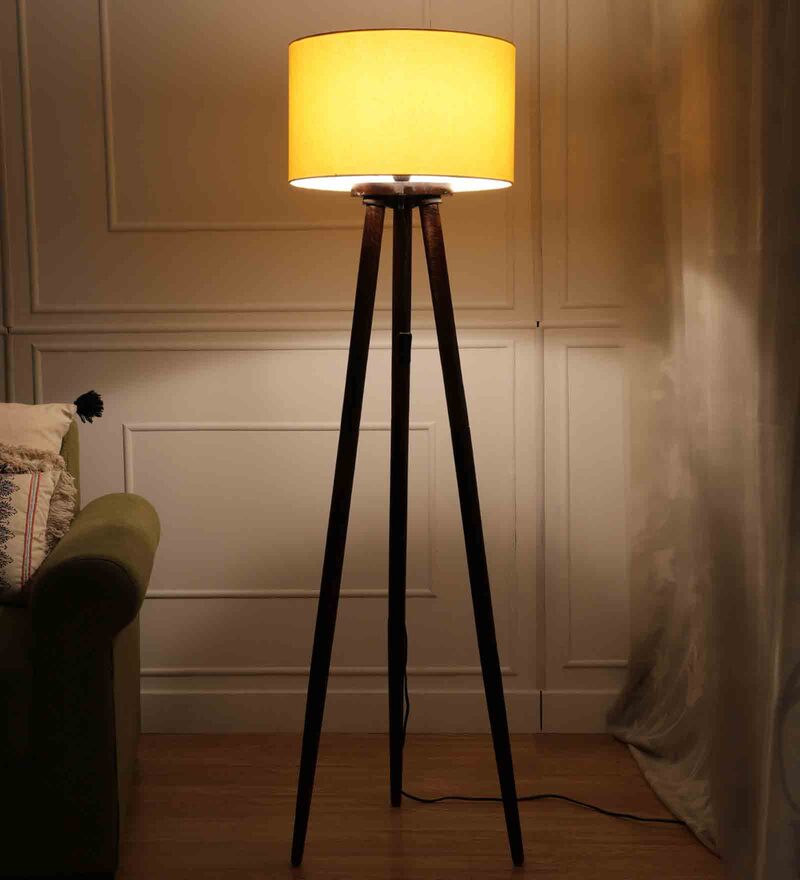 yellow tripod floor lamp