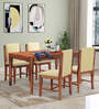 Jeck Solid Wood 4 Seater Dining Set In Teak Finish