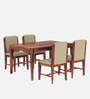 Jeck Solid Wood 4 Seater Dining Set In Teak Finish