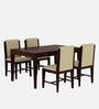 Jeck Solid Wood 4 Seater Dining Set In Walnut Finish