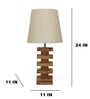 Jenga Wooden Table Lamp with Jute Shade & Brown Base