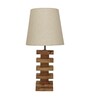 Jenga Wooden Table Lamp with Jute Shade & Brown Base