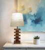 Jenga Wooden Table Lamp with Jute Shade & Brown Base