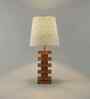 Jenga Wooden Table Lamp with Jute Shade & Brown Base