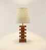 Jenga Wooden Table Lamp with Jute Shade & Brown Base