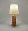 Jenga Wooden Table Lamp with Jute Shade & Brown Base