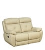 4 Square Leatherette Manual 2 Seater Recliner in Beige Colour