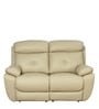 4 Square Leatherette Manual 2 Seater Recliner in Beige Colour
