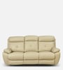 4 Square Leatherette Manual 3 Seater Recliner in Beige Colour