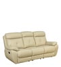 4 Square Leatherette Manual 3 Seater Recliner in Beige Colour