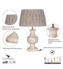 Jeny Beige Cottan Fabric Shade Night Lamp With Wood Base