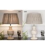 Jeny Beige Cottan Fabric Shade Night Lamp With Wood Base