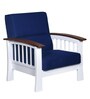 Jessica 1 Seater Wooden Sofa in Blue & White Colour