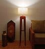 Jet Wooden Floor Lamp with Jute Shade & Brown Base