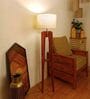 Jet Wooden Floor Lamp with Jute Shade & Brown Base