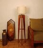 Jet Wooden Floor Lamp with Jute Shade & Brown Base