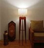 Jet Wooden Floor Lamp with Jute Shade & Brown Base