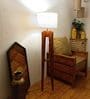 Jet Wooden Floor Lamp with Jute Shade & Brown Base