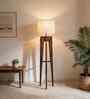 Jet Wooden Floor Lamp with Jute Shade & Brown Base