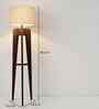 Jet Wooden Floor Lamp with Jute Shade & Brown Base